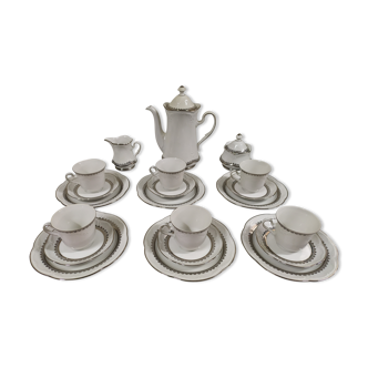Coffee service for 6 people bavaria white and silver cup plate coffee maker milk pot sugar