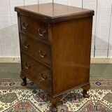 English walnut chest of drawers with drop-down top, 1950s work