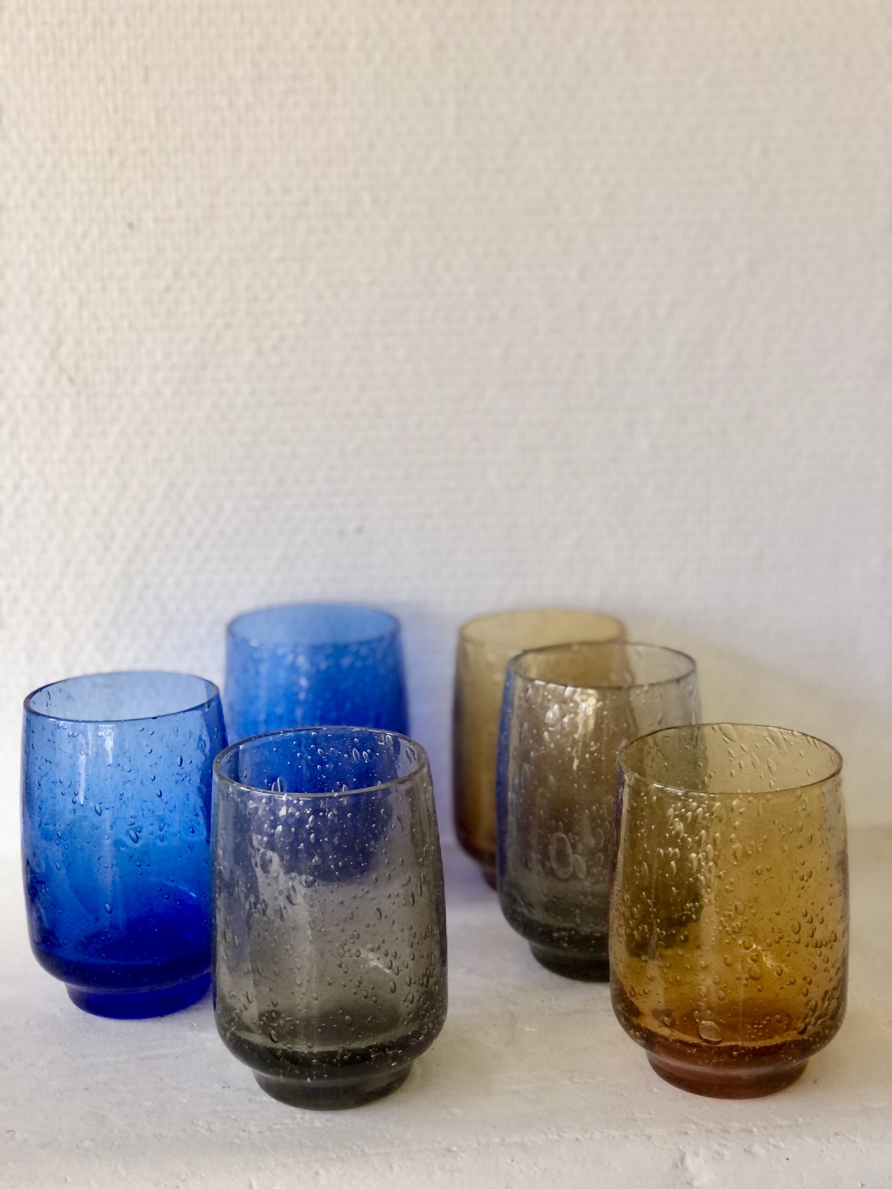 Lot de 6 verres bullés signés Riom