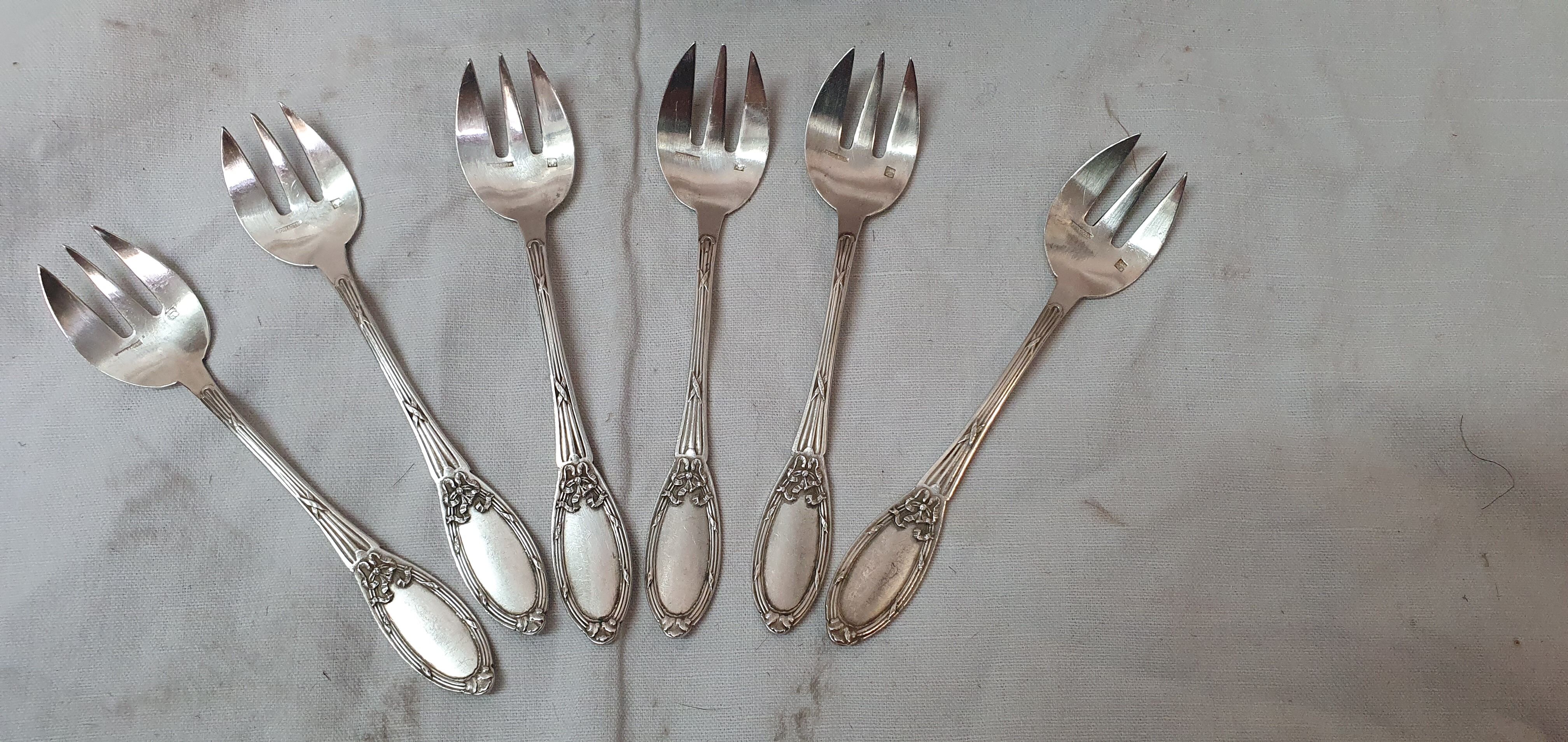 6 boulanger silver oyster forks