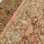 Brown Cream Vintage Persian Runner Rug, Rugs For Rustic Hallway, 74x327Cm
