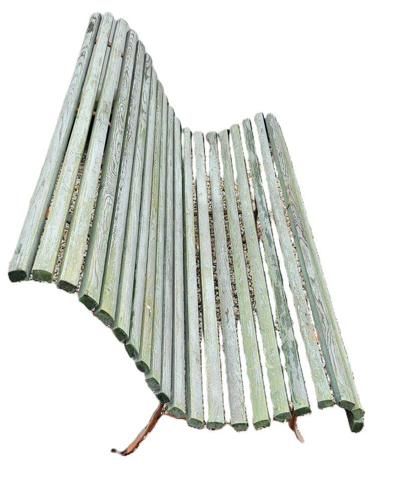 Antique Garden Bench with Wooden Slats and Iron Legs