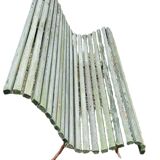 Antique Garden Bench with Wooden Slats and Iron Legs