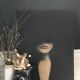 Huile sur toile visage femme fondu noir