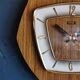 Vintage formica clock silent hexagonal wall pendulum "FFR wood"