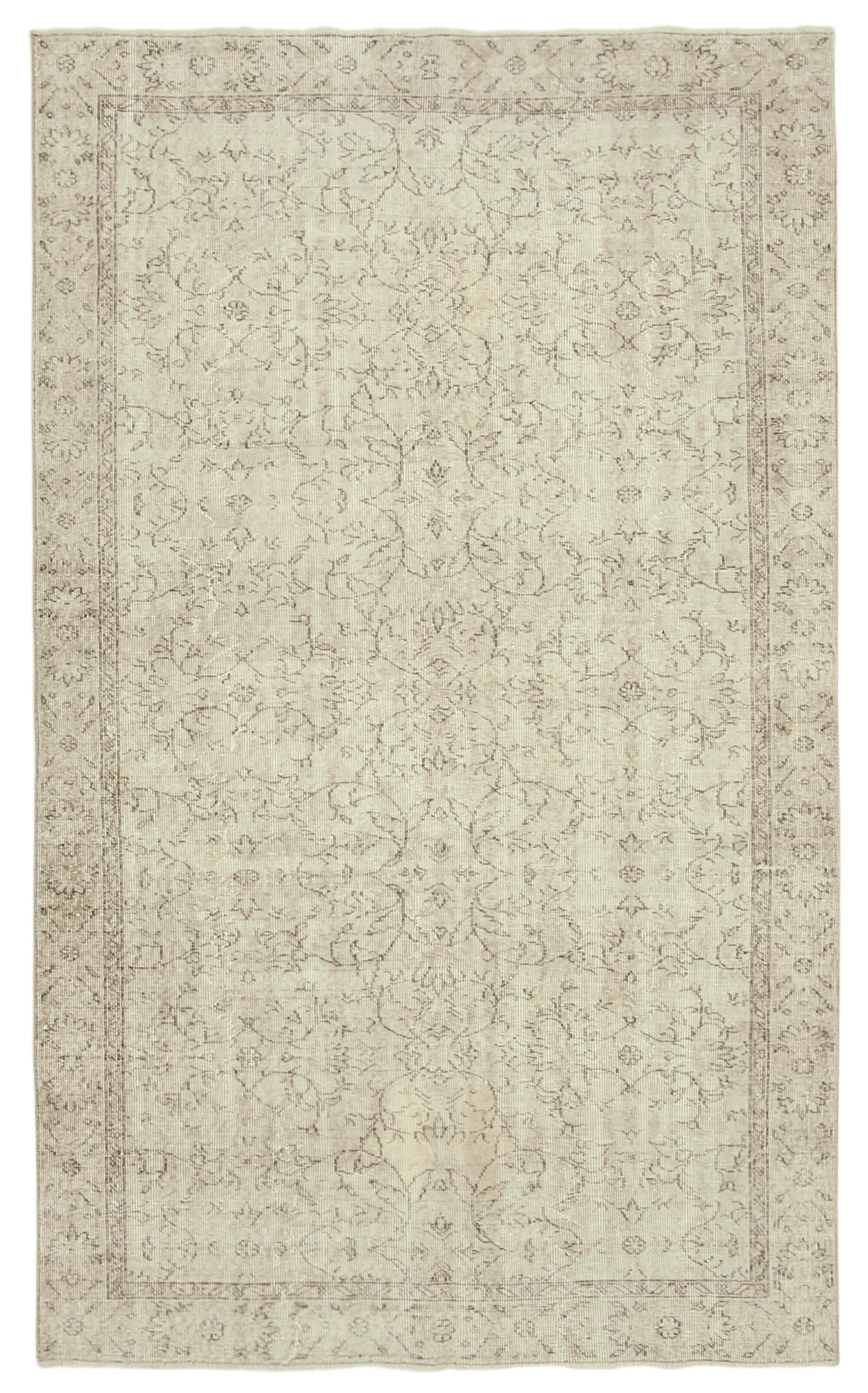 Handwoven distressed anatolian beige rug 168 cm x 281 cm