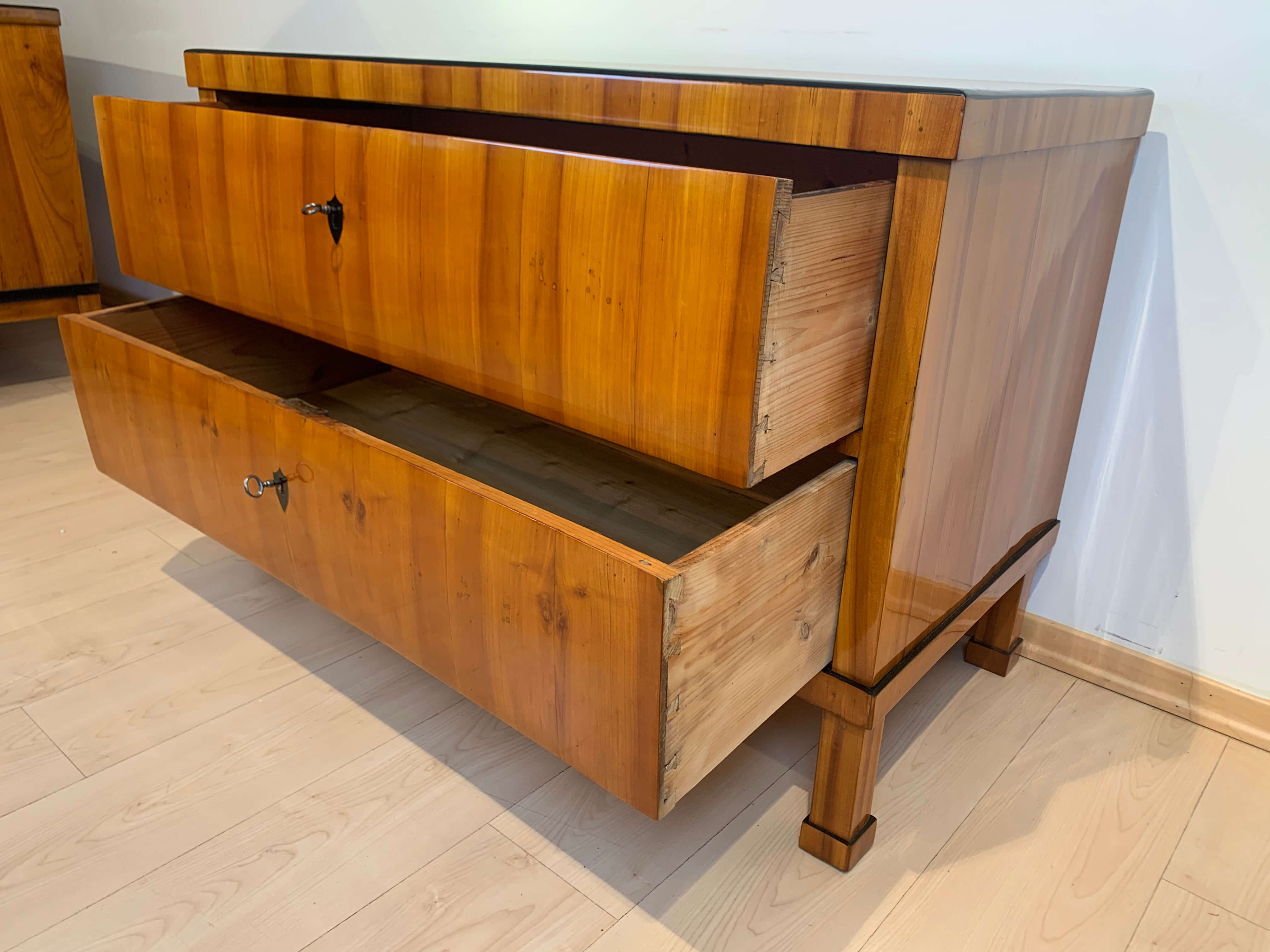 Biedermeier Two Drawer Commode, Cherry Veneer, South Germany, circa 1820