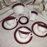 Vintage coffee service for 3 people in cream white with gold burgundy edging