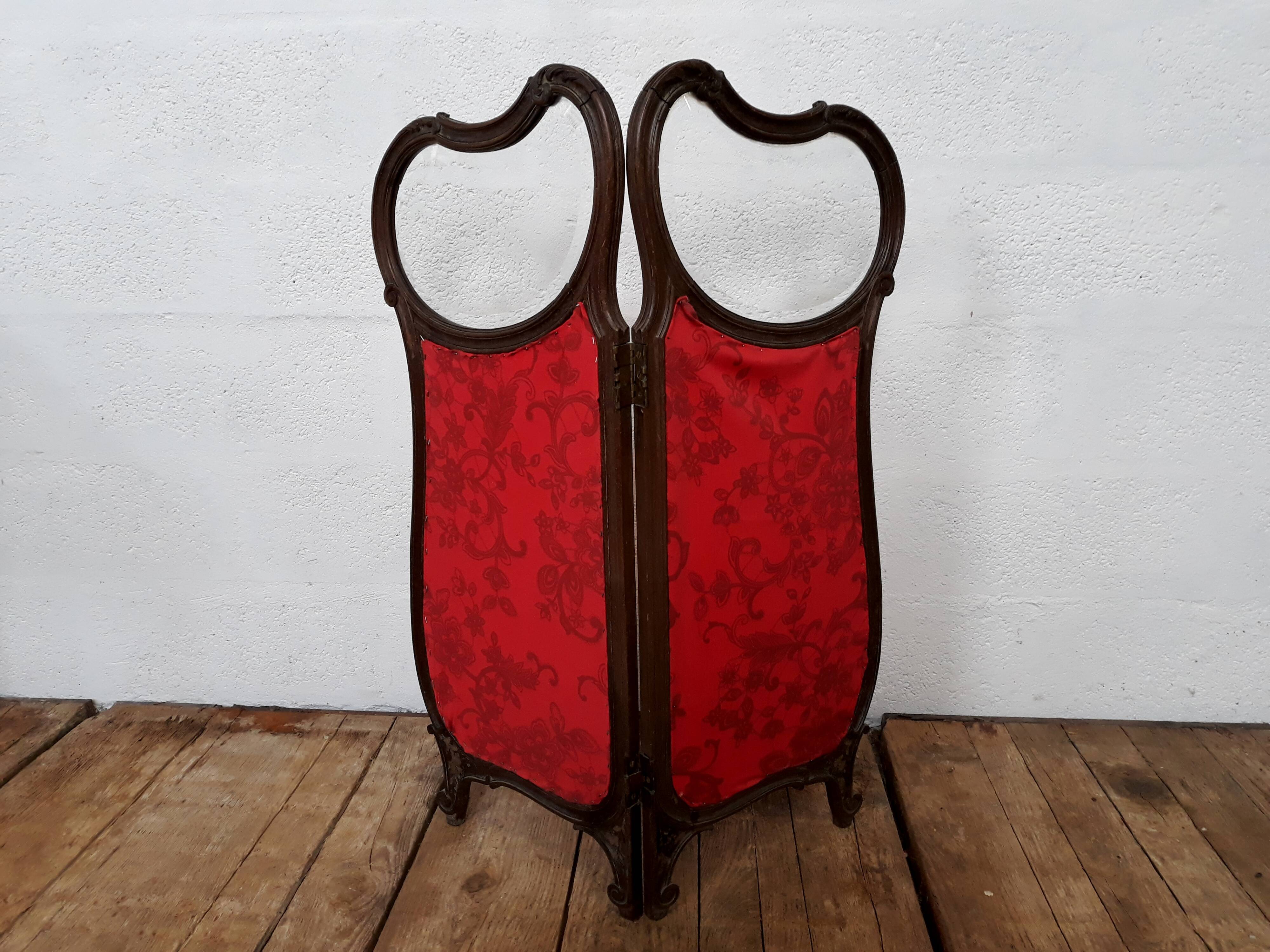 Screen carved wood glass beveled