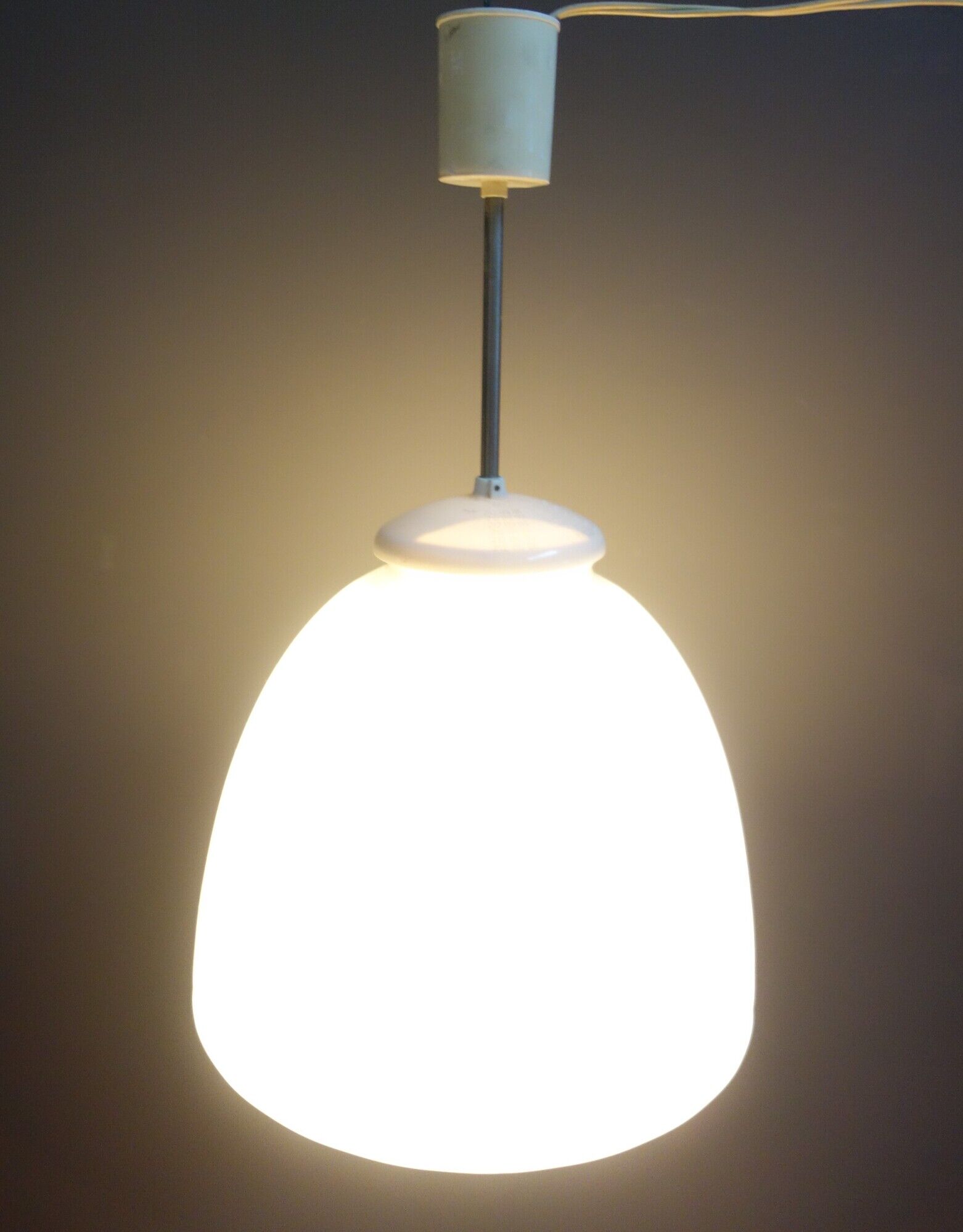 Vintage opaline pendant lamp, czechoslovakia 1950