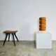 Large Cylindrical Pine Veneer Table Lamp By Hans-Agne Jakobsson For Ab Ellysett, Sweden 1960S