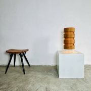 Large Cylindrical Pine Veneer Table Lamp By Hans-Agne Jakobsson For Ab Ellysett, Sweden 1960S