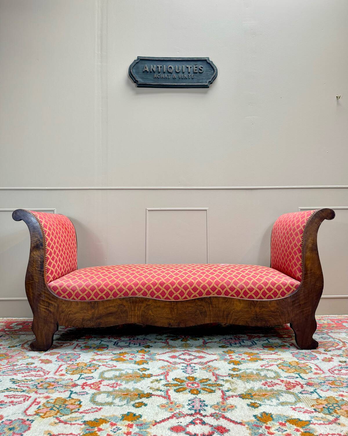 Bench, Mahogany Daybed, Restoration Period, 19th Century