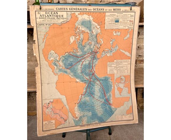 Carte 25 - cartes générales des océans et des mers - jean brunhes - camille  vallaux | Selency