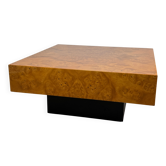 Table basse placage loupe — verni — design années 70