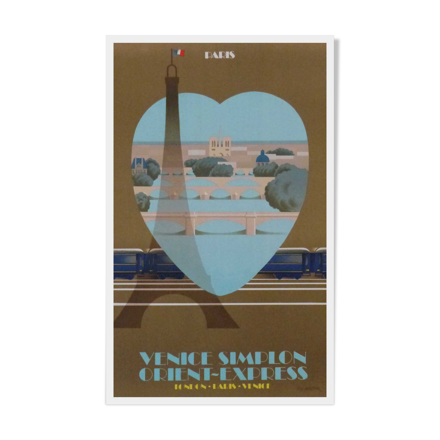 Original travel poster Venice Simplon Orient express Paris Fix Masseau 1981