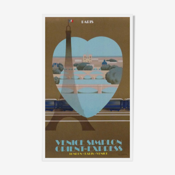 Original travel poster Venice Simplon Orient express Paris Fix Masseau 1981