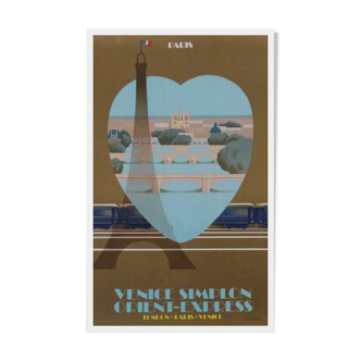 Original travel poster Venice Simplon Orient express Paris Fix Masseau 1981