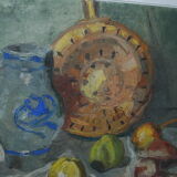 Painting Dead Nature circa 1940 oil on canvas by C Chilot