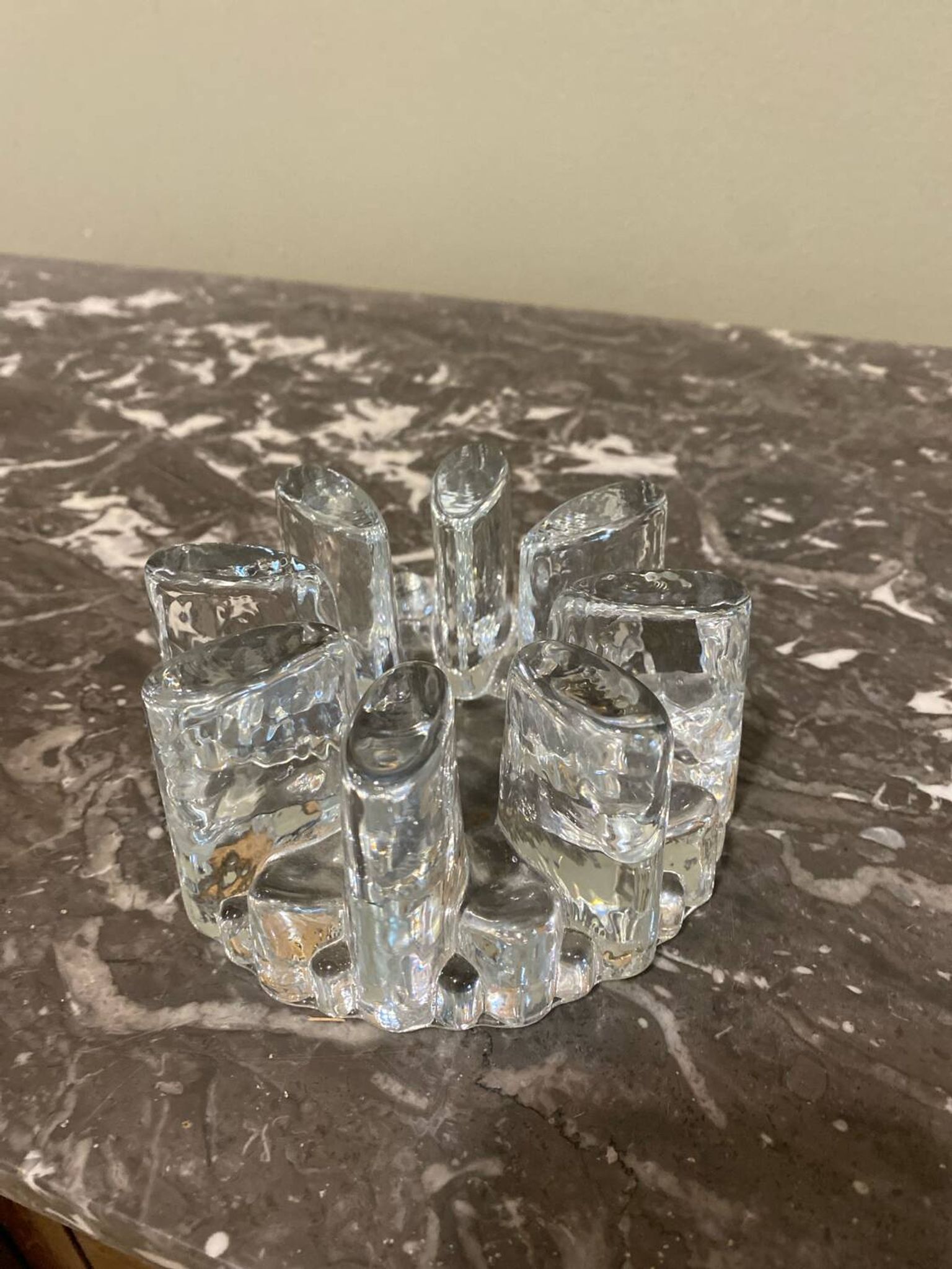 Designer candle holder in thick glass