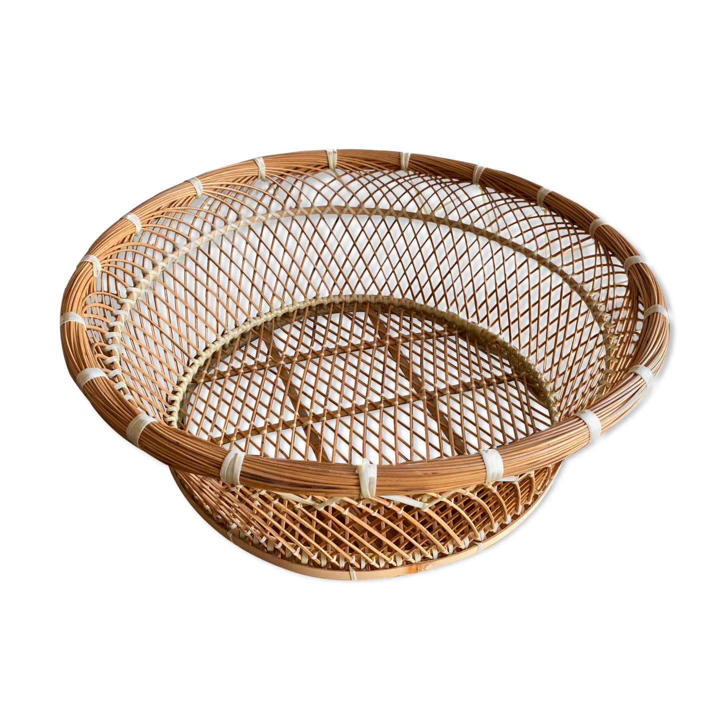 Large XL basket in braided rattan