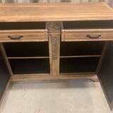 Art Deco raw wood sideboard in solid walnut