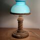 Vintage 1960s rope and opaline desk lamp