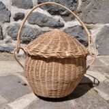 Panier en osier rond avec couvercle