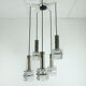 1960s mid century PENDANT LIGHT 5-light cascading lamp faceted glass and chrome