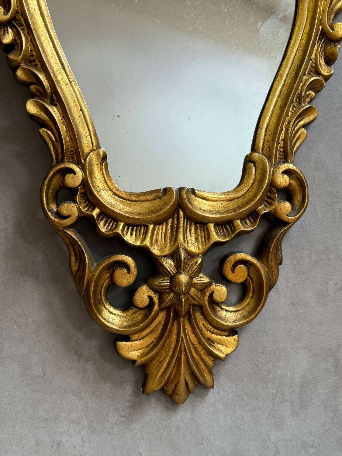 Antique golden cornucopia mirror from the 1950s, France.