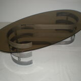 Table basse de salon verre  fumé  -1970