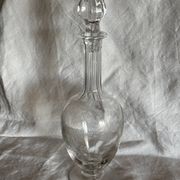 Antique engraved crystal carafe – floral decoration – matching Saint-Louis