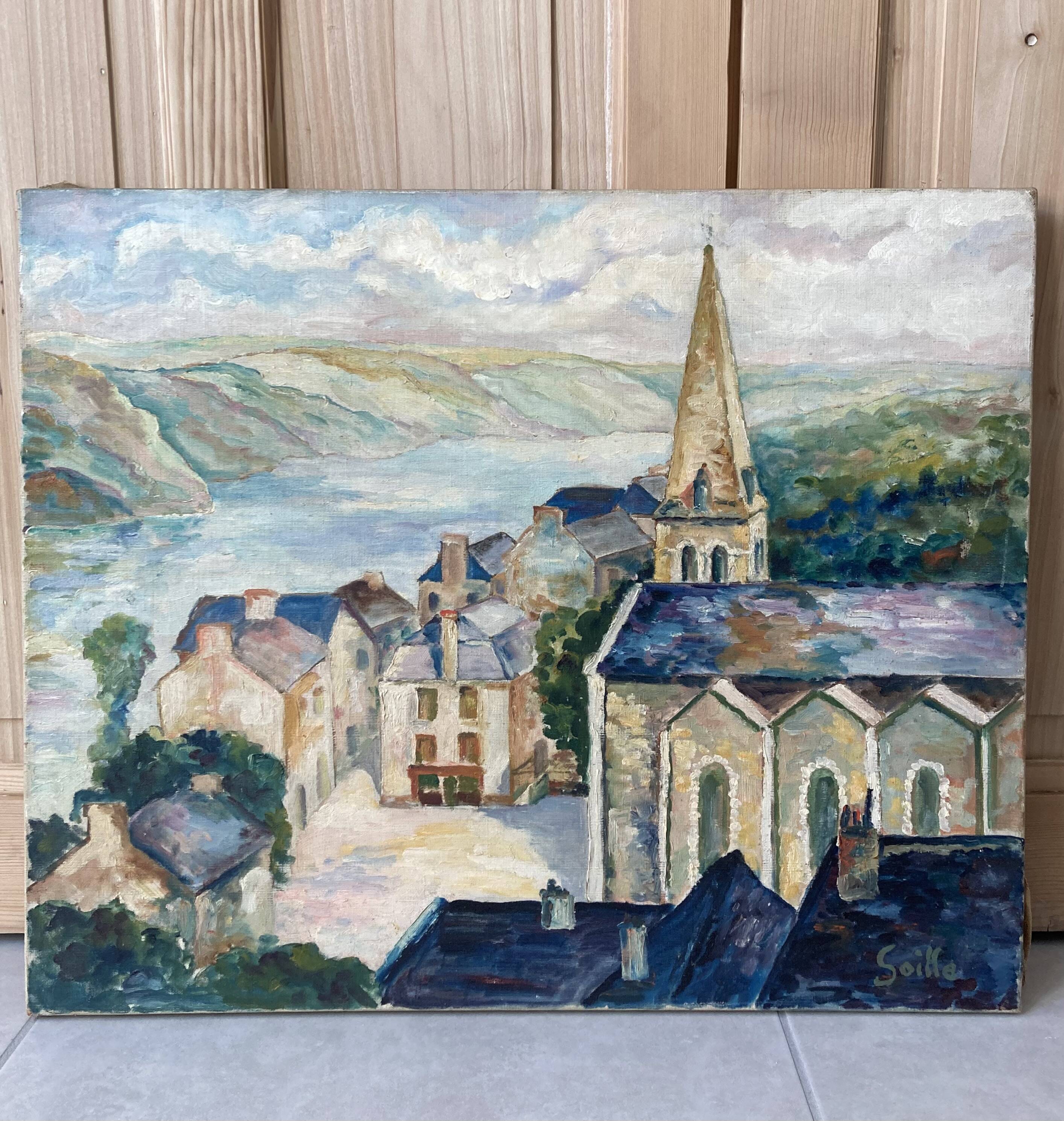 Oil on canvas Belle Ile en mer - Sauzon signed