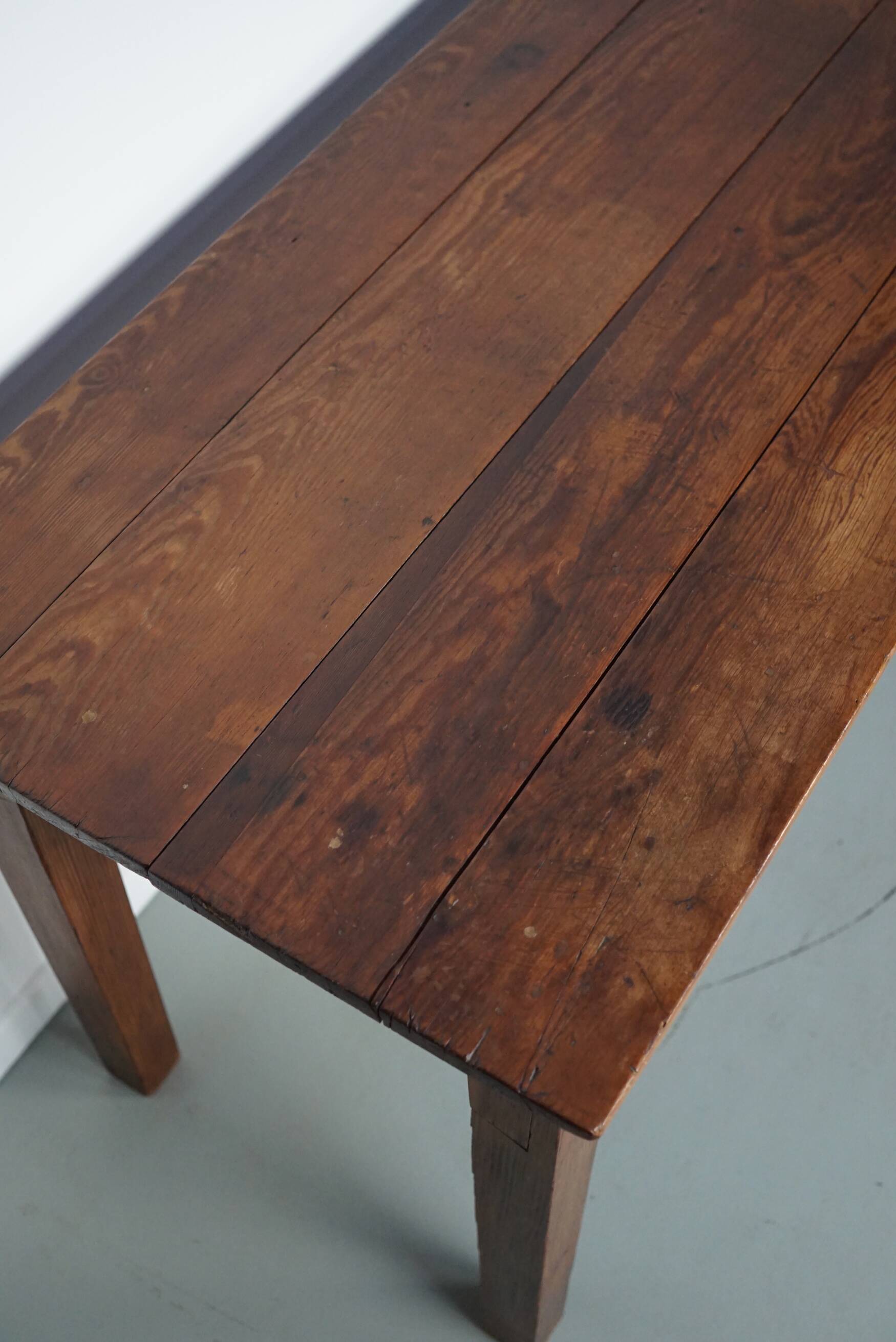 Rustic vintage French pine table or desk from the Landes, 1950s.