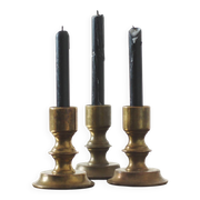 Vintage Norwegian Brass Candlesticks, 1970s, Set of 3