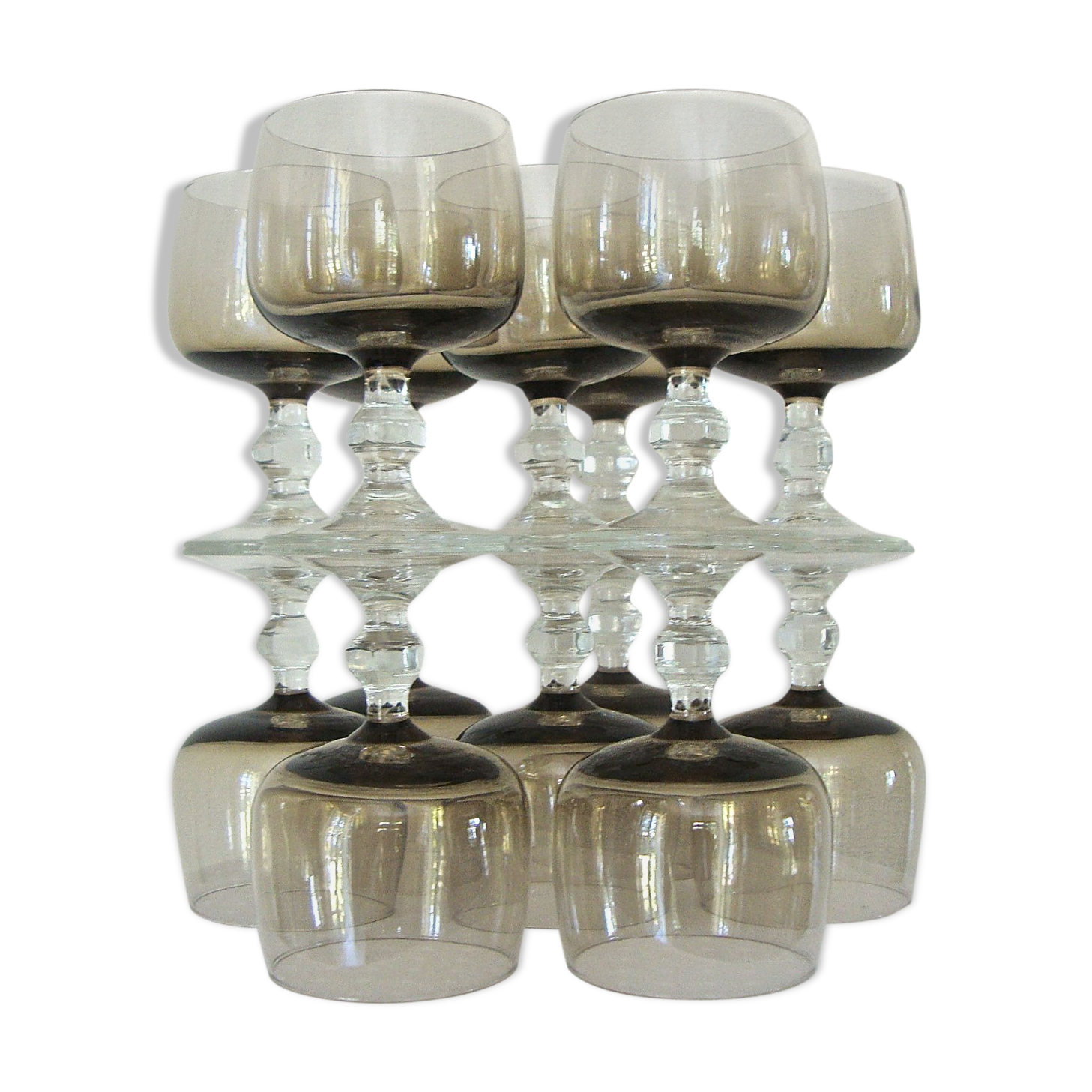 Series of 14 crystalline wine glasses