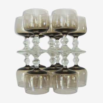 Series of 14 crystalline wine glasses