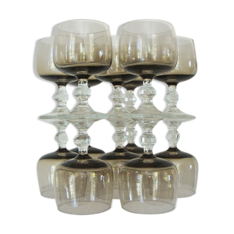 Series of 14 crystalline wine glasses