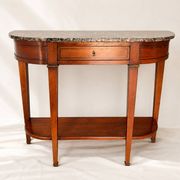 Console half-moon style Directoire/Louis XVI in cherry wood and marble.