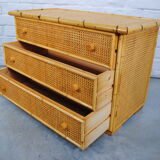 Chest of drawers bamboo and cannage, 1970s
