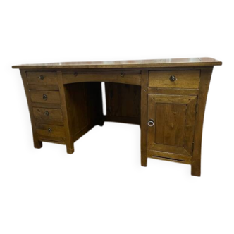 Exotic desk solid rubberwood 5 drawers maori