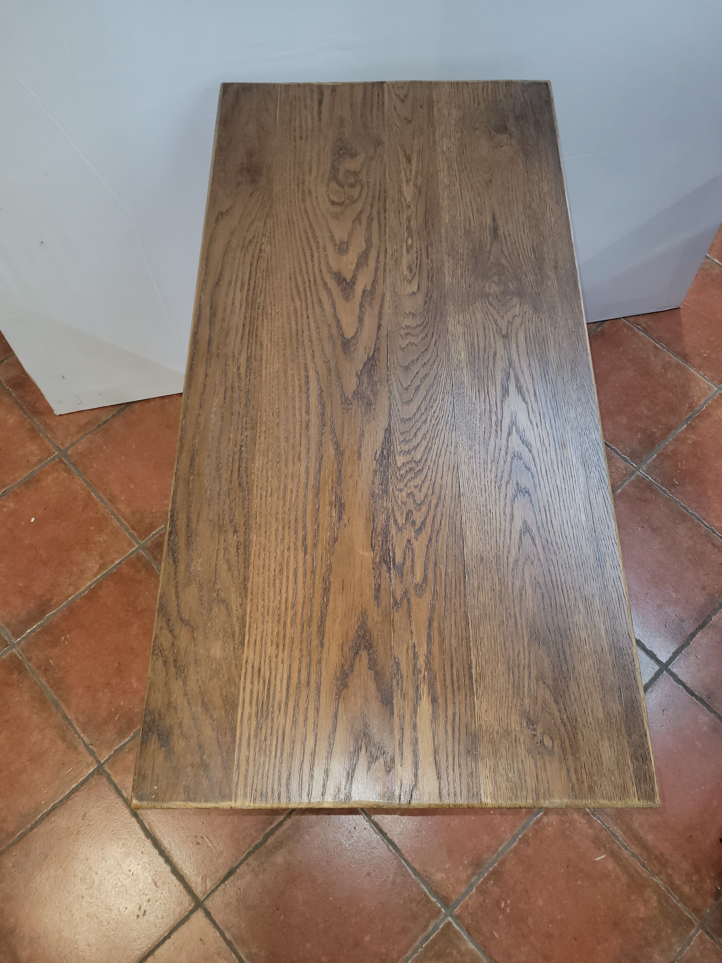 Bistro table Base cast iron over oak