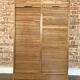 Double curtain filing cabinet in oak — on legs