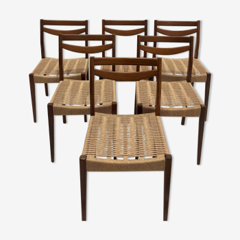 Series of 6 corded Scandinavian chairs