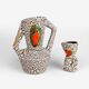 Pair of ceramic vases cracked and flamed Vallauris 70s