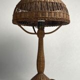 Art deco rattan wicker mushroom table lamp, ca 1930s