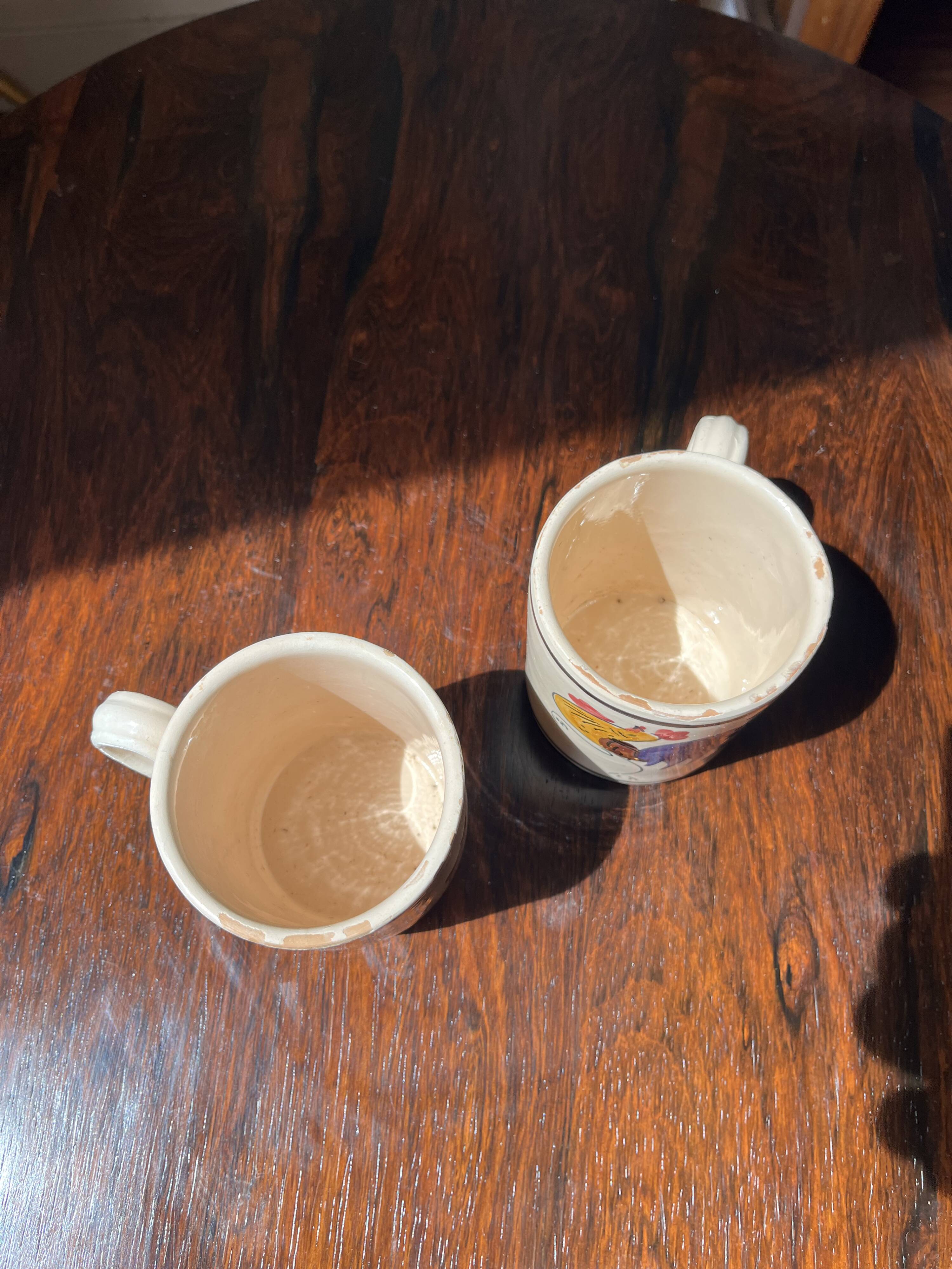 2 1950s Puglia Rooster Cups