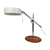 Atelje Lyktan desk lamp in chrome and vintage brown leather, mid-century, Sweden.