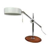 Lampe de bureau Atelje Lyktan en chrome et cuir marron vintage milieu du siècle, Suède