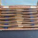 12 table knives vintage handle wood (rosewood) stainless steel blades